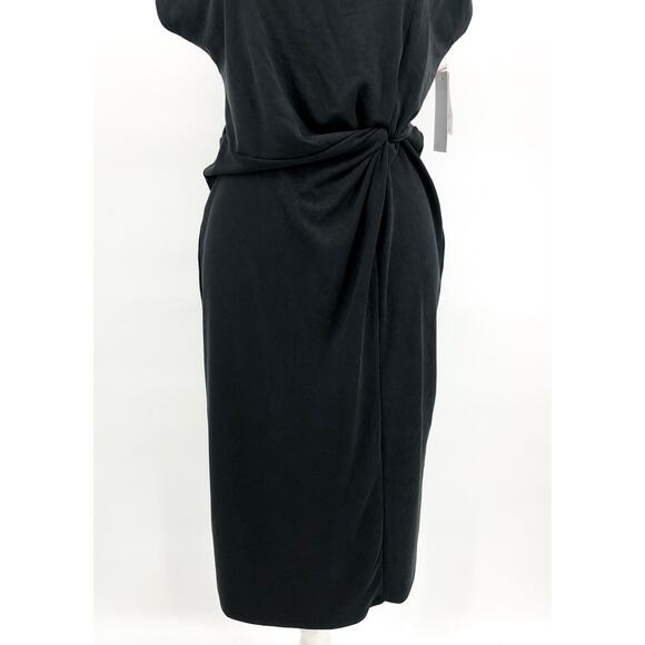 NORDSTROM RACK Side Knot Midi Dress Small Black Modal Blend Cap Sleeve NWT - Picture 6 of 8